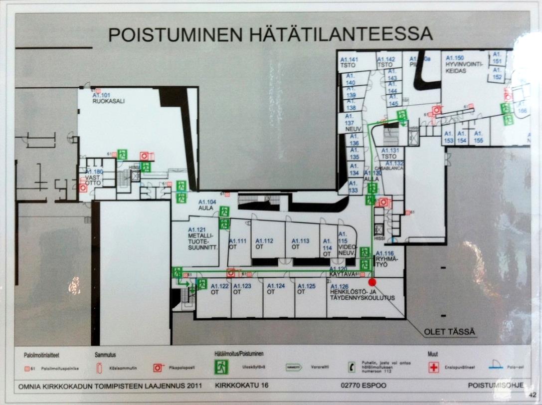 Kuva: Mikko Helasvuo Opasteet ja merkinnät Poistumisopas jokaiseen kokoontumistilaan!