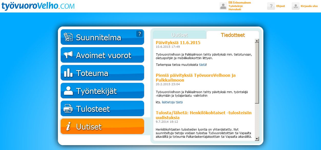 2 (28) 11 TYÖNTEKIJÄN OHJE TyövuoroVelhon työntekijätunnuksilla on erilaisia käyttöoikeuksia yrityksenne käyttötarpeista riippuen.