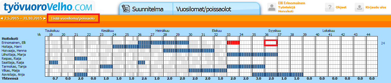 5 (28) Valitse ajanjakso, jolle haluat vuosilomatoiveen lisätä. Siirry eteenpäin alareunan Seuraava-painikkeella.