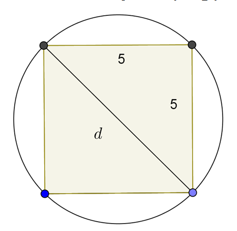 305. a). Piirretään jana, jonka pituus on 5.. Piirretään neliö, jonka sivun pituus on yhtä pitkä kuin jana. 3. Piirretään ympyrä neliön kärkipisteiden kautta.