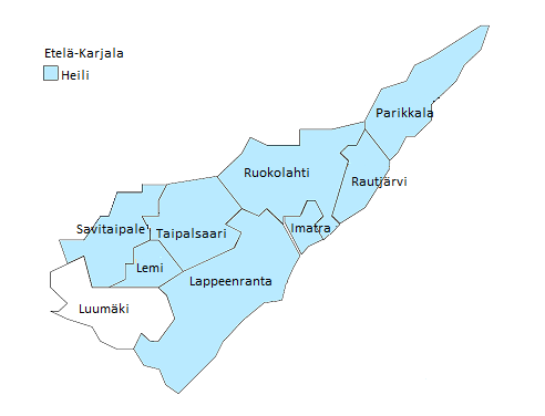 8. Kirjastokimpat maakunnittain Etelä-Karjala Kuntia 9 Väestö -alle 15 v.