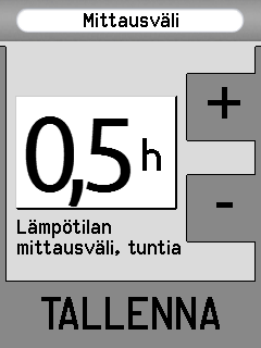 2.9.3 Lämpötilavahti Lämpotilavahti tekee hälytyksen, jos lämpötila laskee asetetun lämpötilarajan alle. Lämpötilavahti kytketään päälle painamalla 'Lämpövahti (.