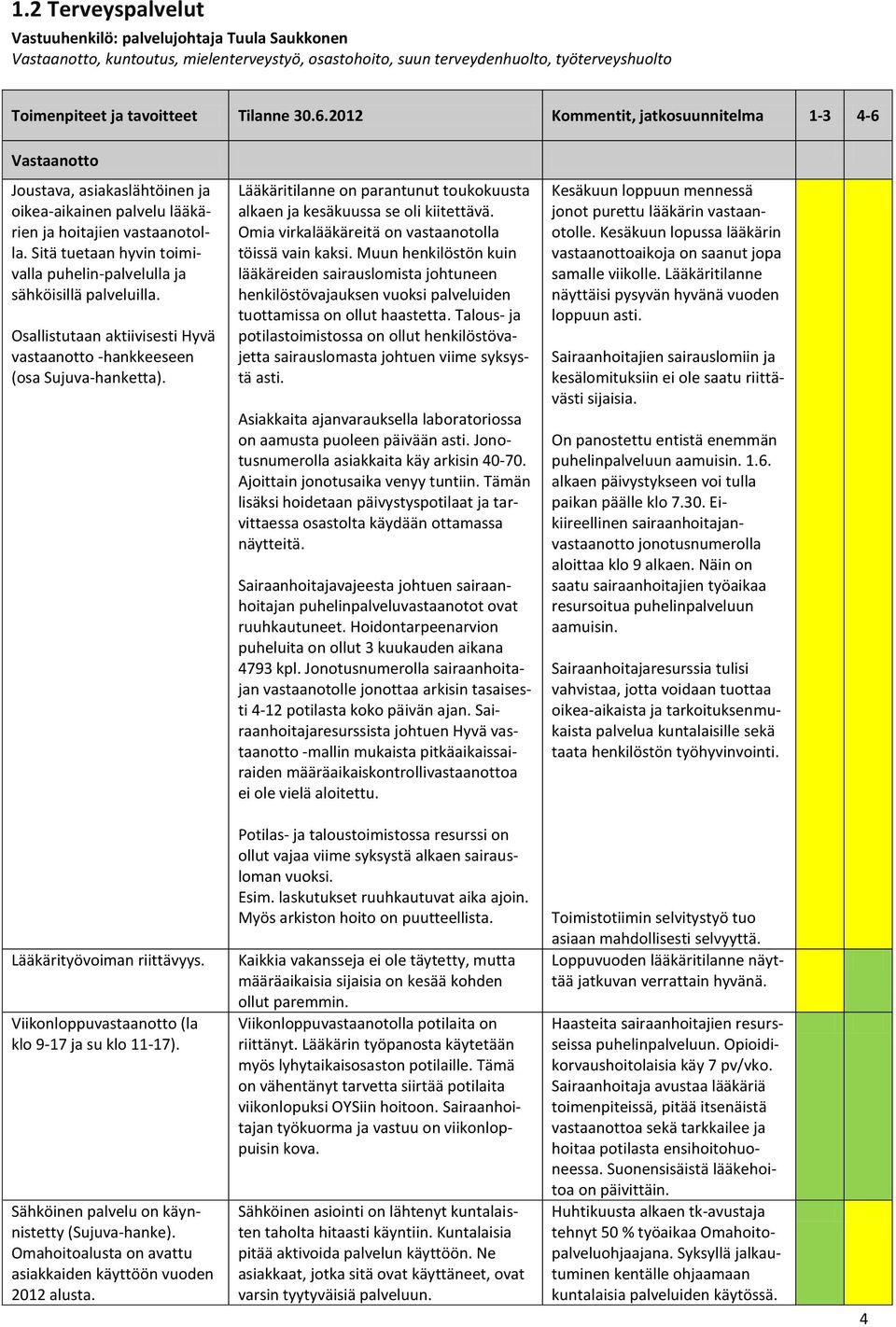 Sitä tuetaan hyvin toimivalla puhelin-palvelulla ja sähköisillä palveluilla. Osallistutaan aktiivisesti Hyvä vastaanotto -hankkeeseen (osa Sujuva-hanketta).