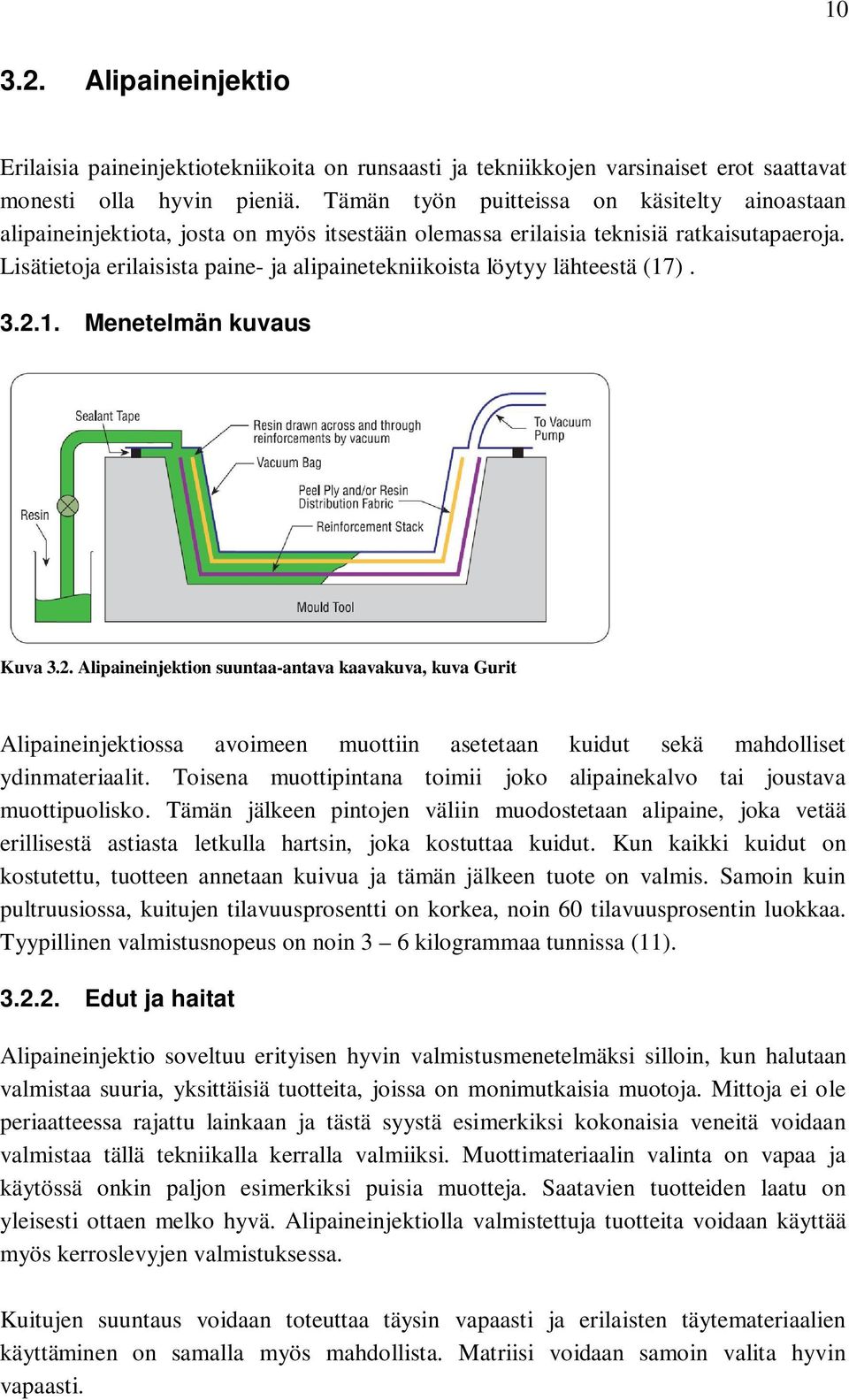 Lisätietoja erilaisista paine- ja alipainetekniikoista löytyy lähteestä (17). 3.2.