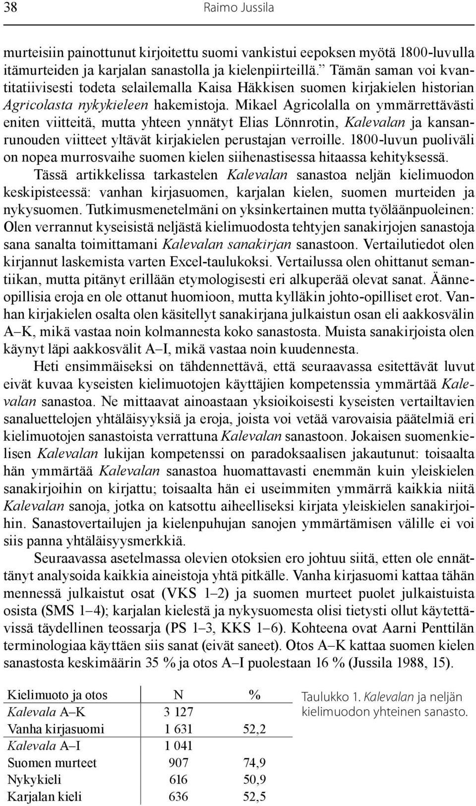 Mikael Agricolalla on ymmärrettävästi eniten viitteitä, mutta yhteen ynnätyt Elias Lönnrotin, Kalevalan ja kansanrunouden viitteet yltävät kirjakielen perustajan verroille.