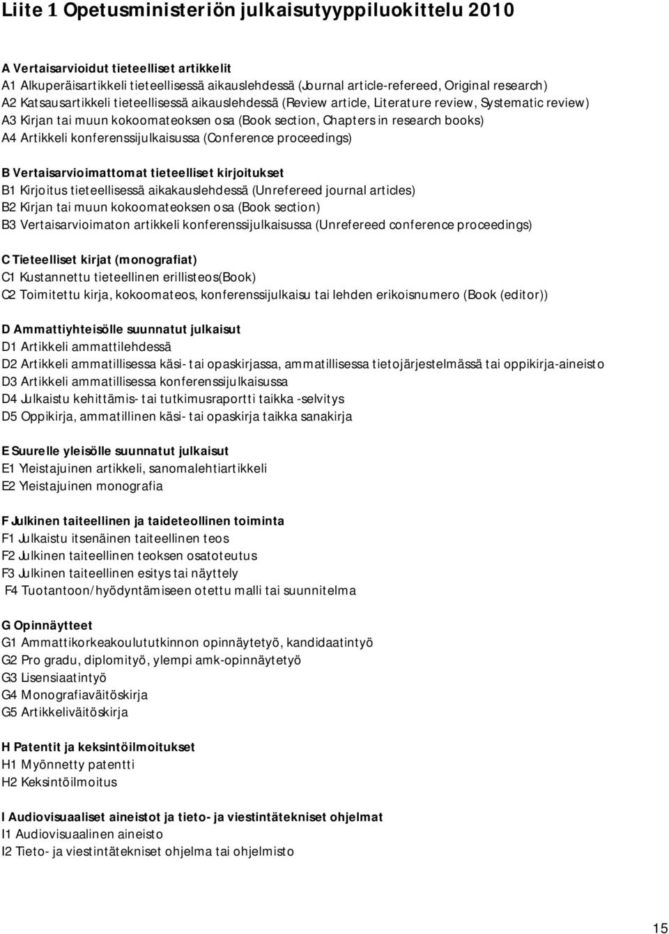 konferenssijulkaisussa (Conference proceedings) B Vertaisarvioimattomat tieteelliset kirjoitukset B1 Kirjoitus tieteellisessä aikakauslehdessä (Unrefereed journal articles) B2 Kirjan tai muun