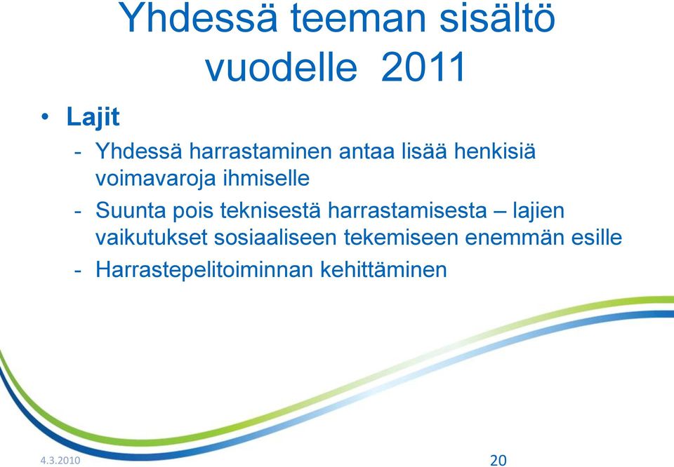 Suunta pois teknisestä harrastamisesta lajien vaikutukset