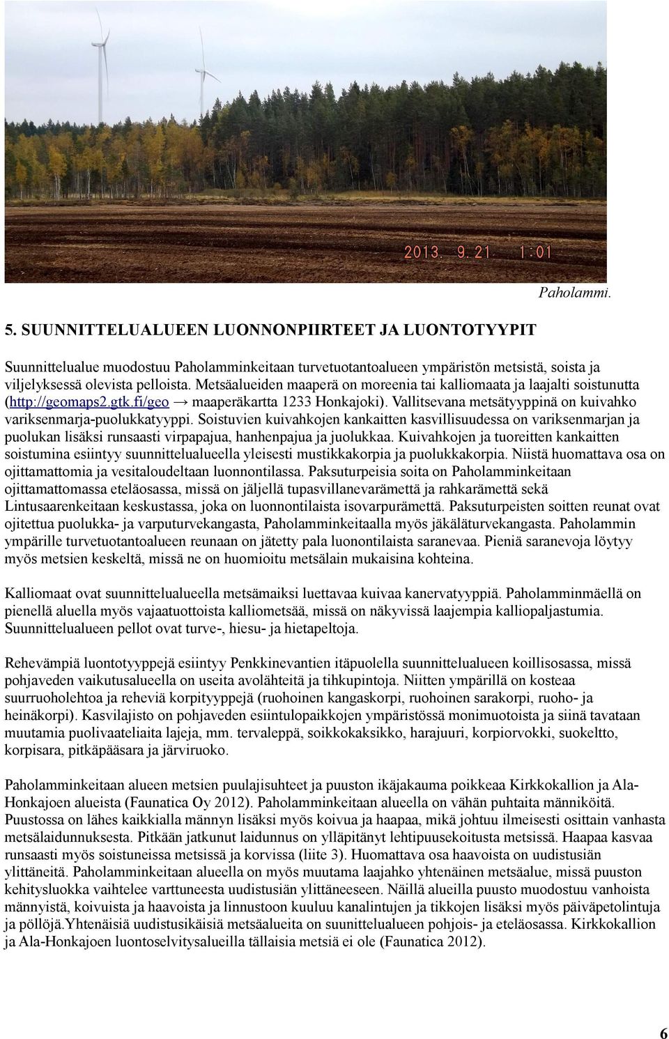 Vallitsevana metsätyyppinä on kuivahko variksenmarja-puolukkatyyppi.