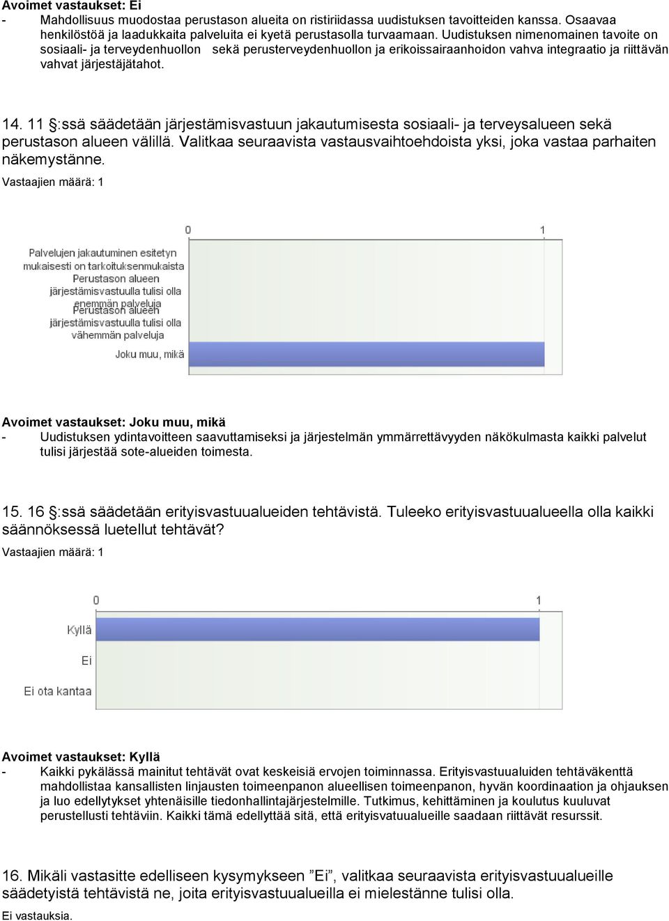 11 :ssä säädetään järjestämisvastuun jakautumisesta sosiaali- ja terveysalueen sekä perustason alueen välillä. Valitkaa seuraavista vastausvaihtoehdoista yksi, joka vastaa parhaiten näkemystänne.