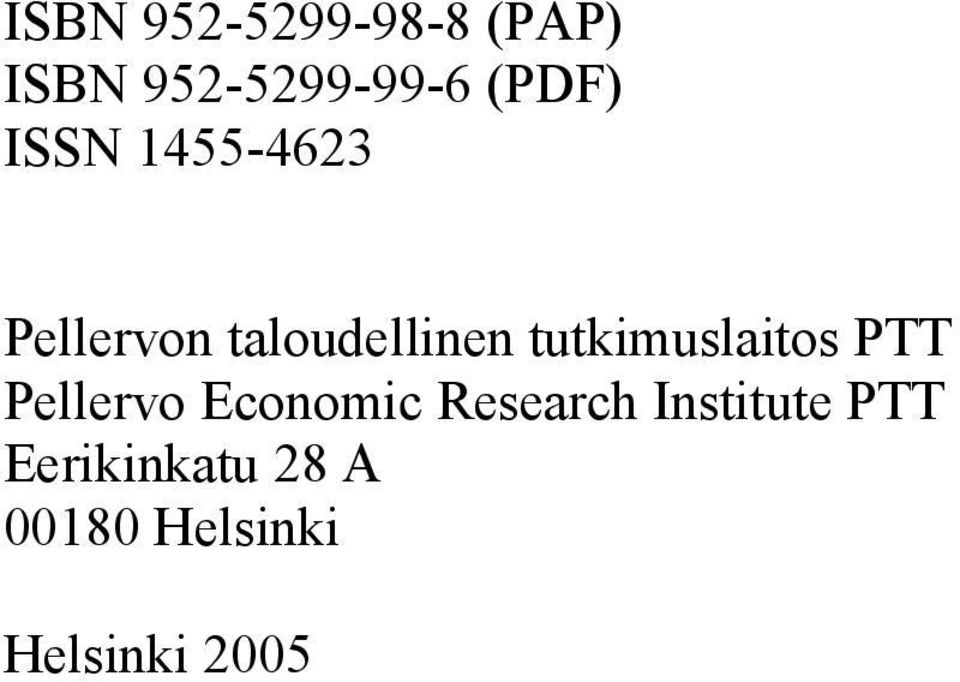 tutkimuslaitos PTT Pellervo Economic Research