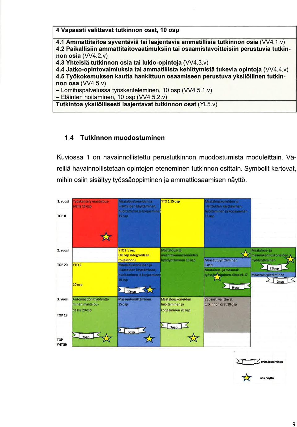 5.v) - Lomitusplveluss työskenteleminen, 10 osp (W.5.1.v) - Eläinten hoitminen, 10 osp (W4.5.2.v) Tutkinto yksilöllisesti ljentvt tutkinnon ost (YLs.v) 1.