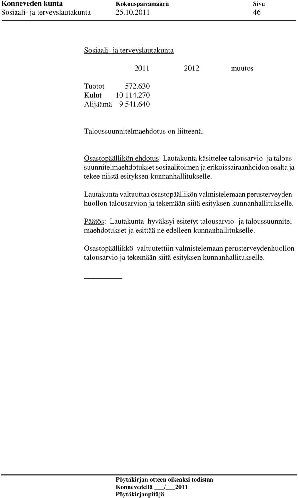 Lautakunta valtuuttaa osastopäällikön valmistelemaan perusterveydenhuollon talousarvion ja tekemään siitä esityksen kunnanhallitukselle.