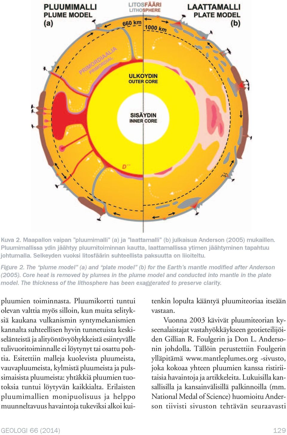 The plume model (a) and plate model (b) for the Earth s mantle modified after Anderson (2005). Core heat is removed by plumes in the plume model and conducted into mantle in the plate model.