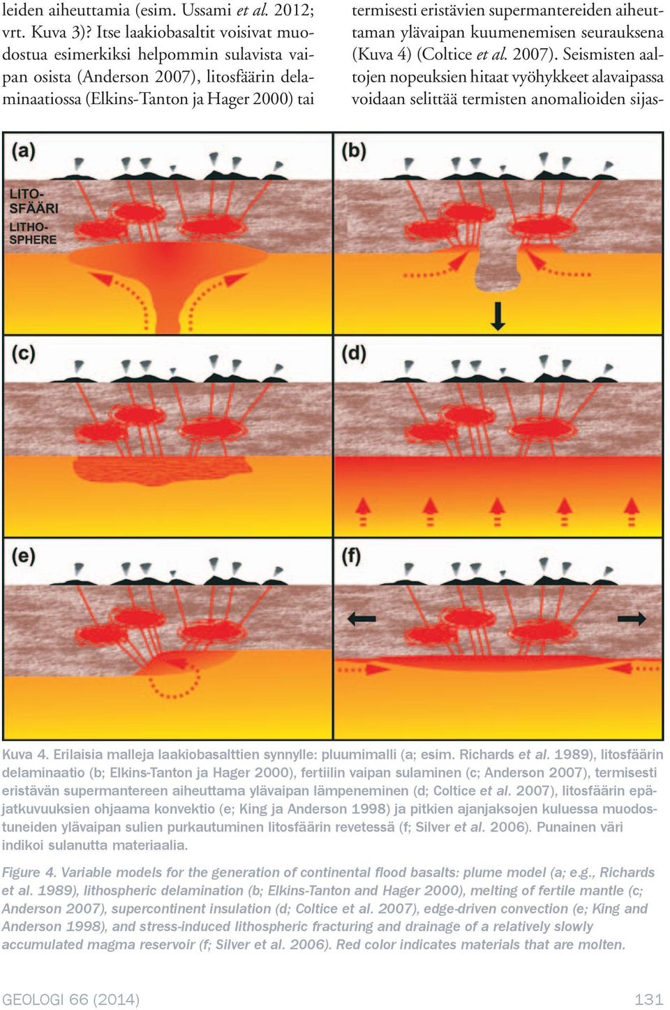 supermantereiden aiheuttaman ylävaipan kuumenemisen seurauksena (Kuva 4) (Coltice et al. 2007).