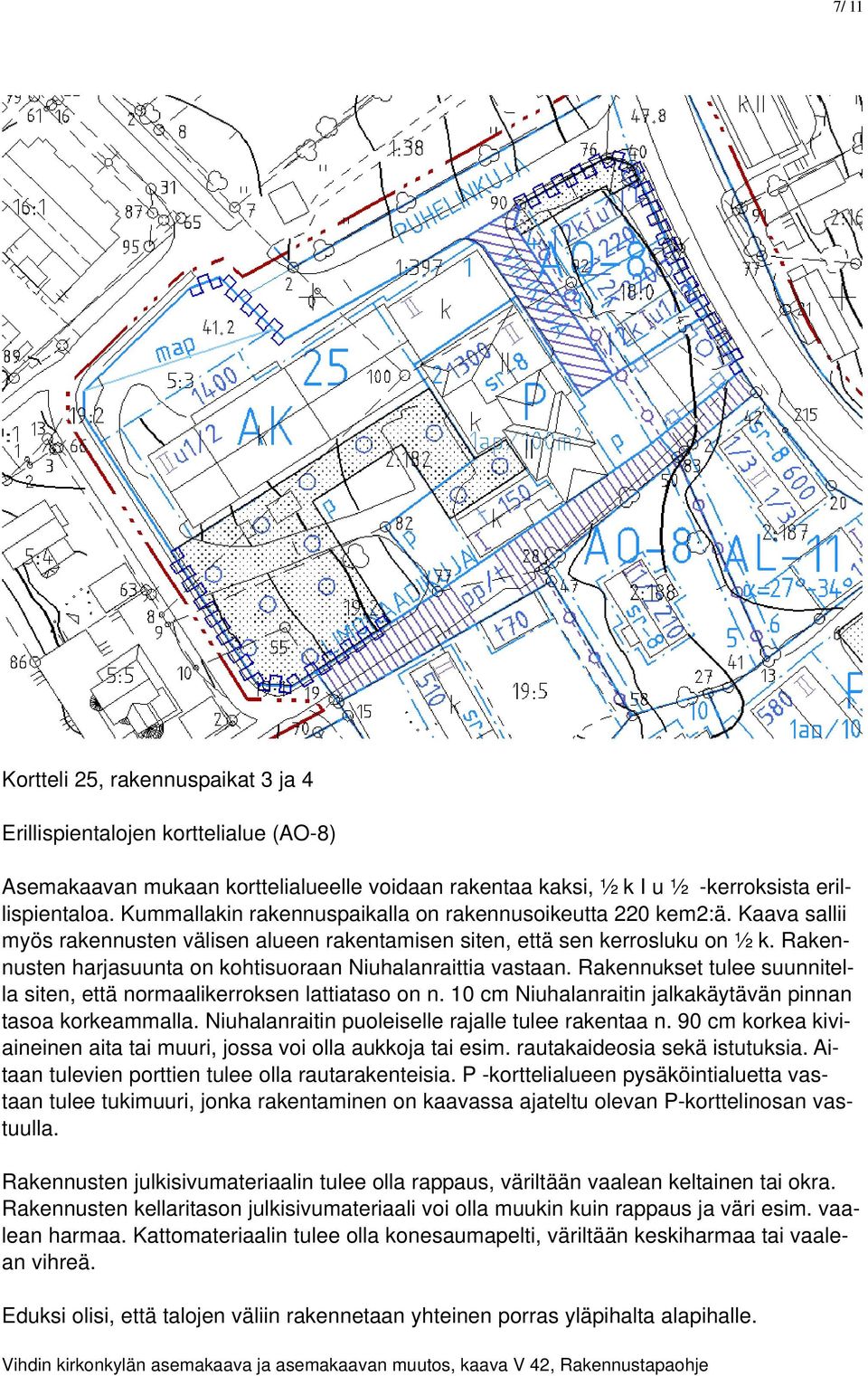 Rakennusten harjasuunta on kohtisuoraan Niuhalanraittia vastaan. Rakennukset tulee suunnitella siten, että normaalikerroksen lattiataso on n.