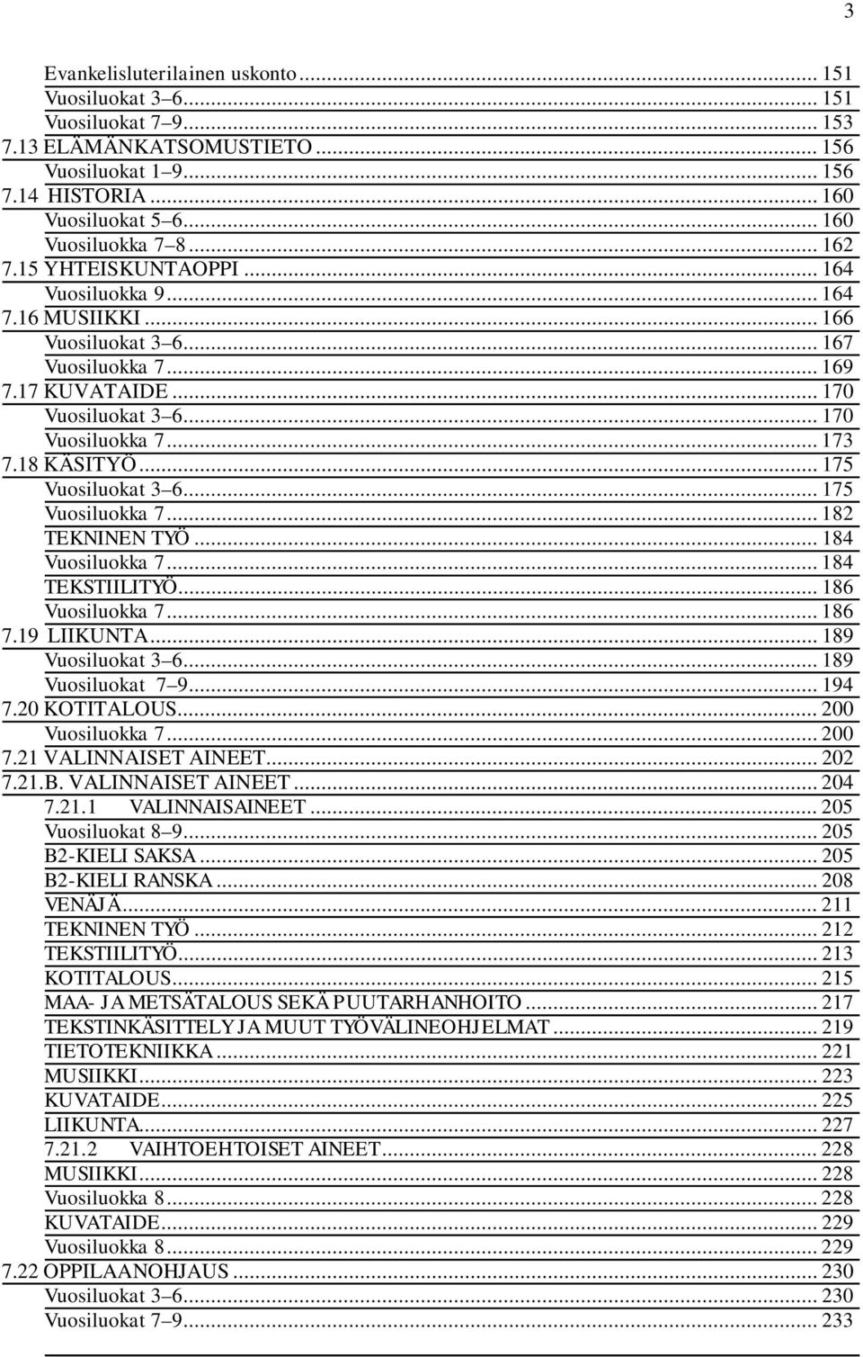 .. 175 Vuosiluokat 3 6... 175 Vuosiluokka 7... 182 TEKNINEN TYÖ... 184 Vuosiluokka 7... 184 TEKSTIILITYÖ... 186 Vuosiluokka 7... 186 7.19 LIIKUNTA... 189 Vuosiluokat 3 6... 189 Vuosiluokat 7 9... 194 7.