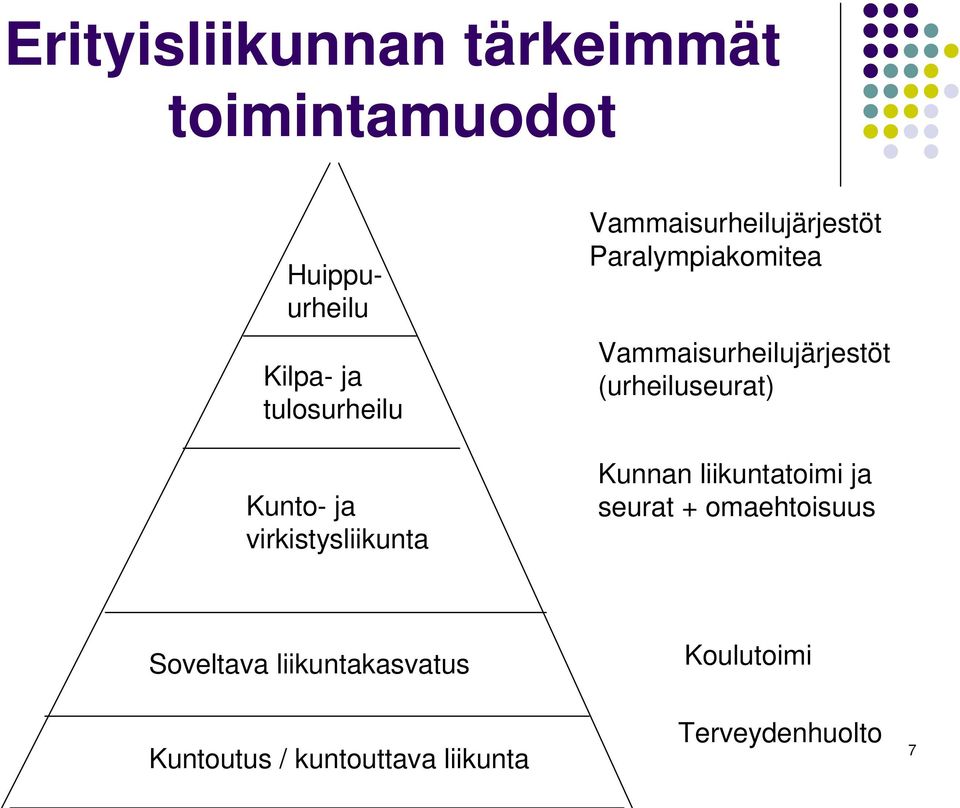 Vammaisurheilujärjestöt (urheiluseurat) Kunnan liikuntatoimi ja seurat +