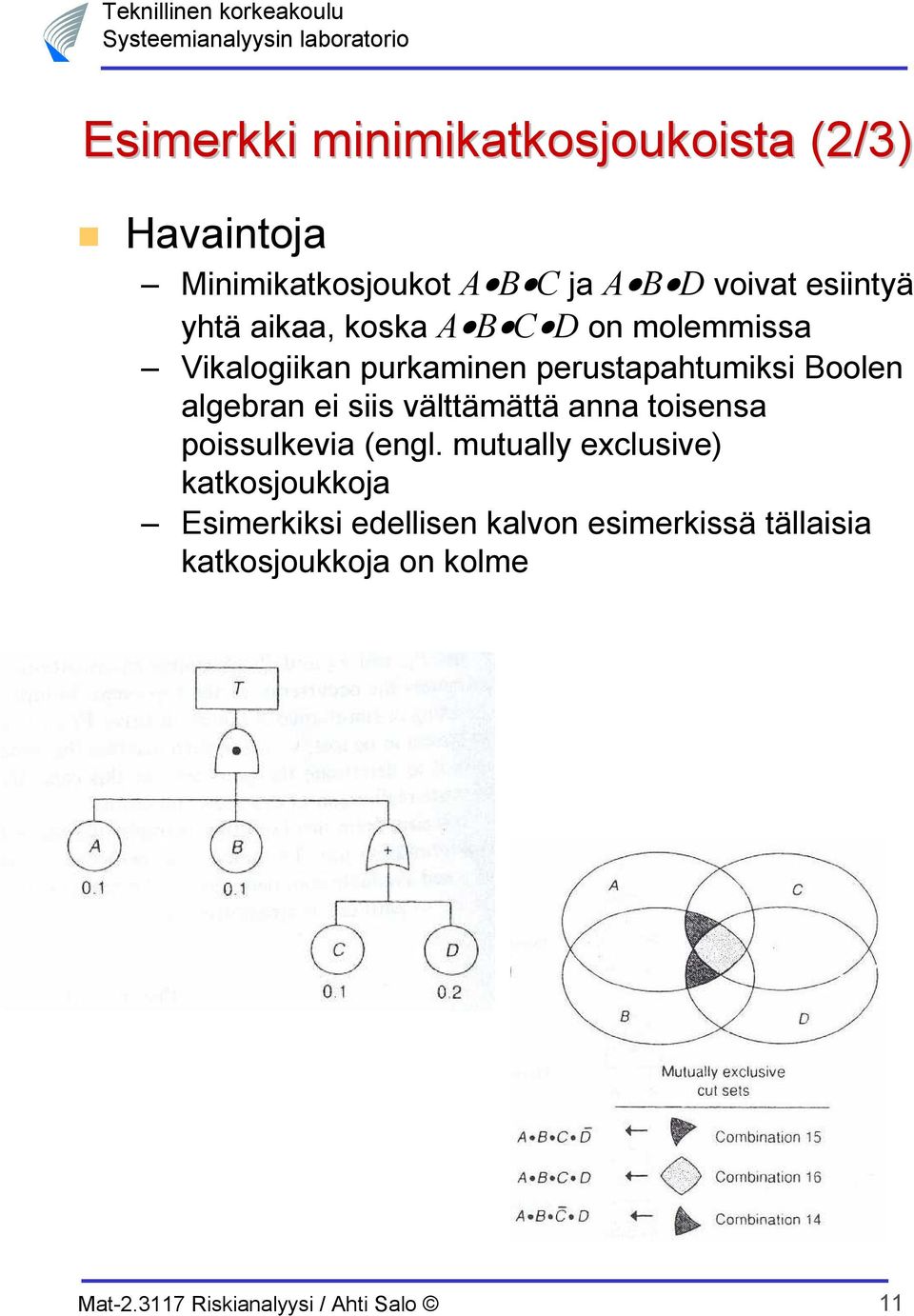 Boolen algebran ei siis välttämättä anna toisensa poissulkevia (engl.