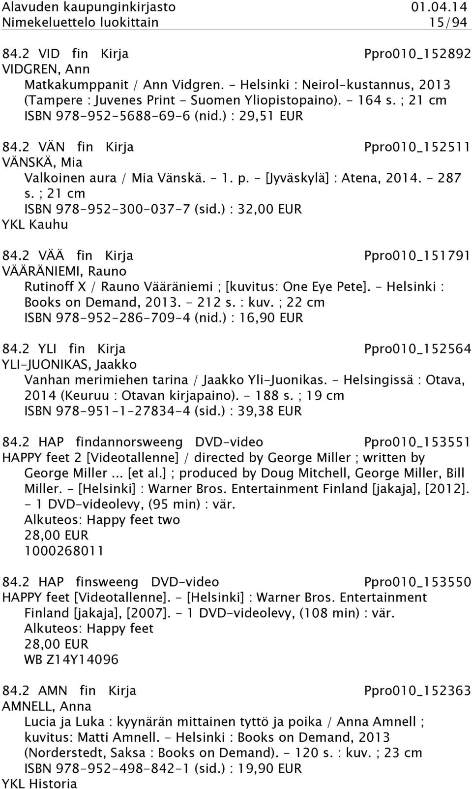 ; 21 cm ISBN 978-952-300-037-7 (sid.) : 32,00 EUR YKL Kauhu 84.2 VÄÄ fin Kirja Ppro010_151791 VÄÄRÄNIEMI, Rauno Rutinoff X / Rauno Vääräniemi ; [kuvitus: One Eye Pete].