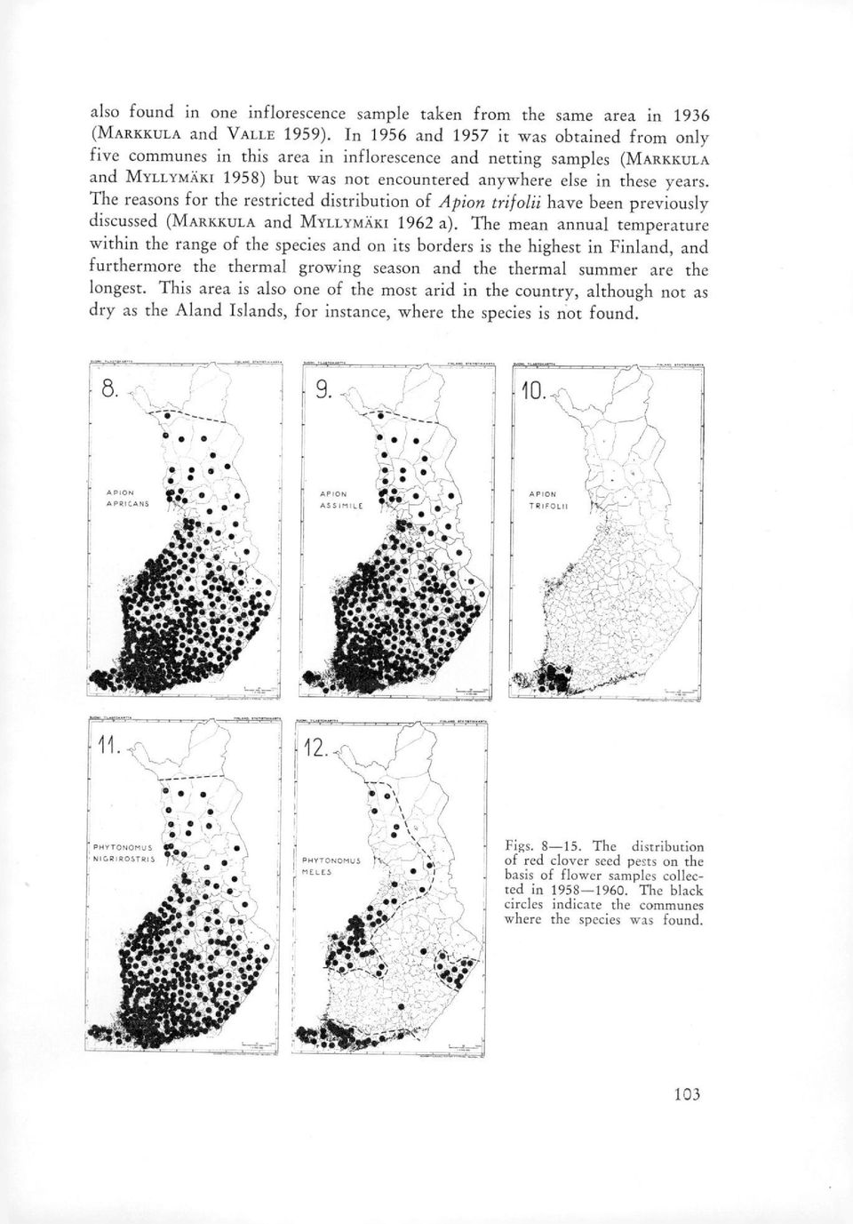 The reasons for the restricted distribution of Apion trifolii have been previously discussed (MARKKULA and MYLLYMÄKI 1962 a).