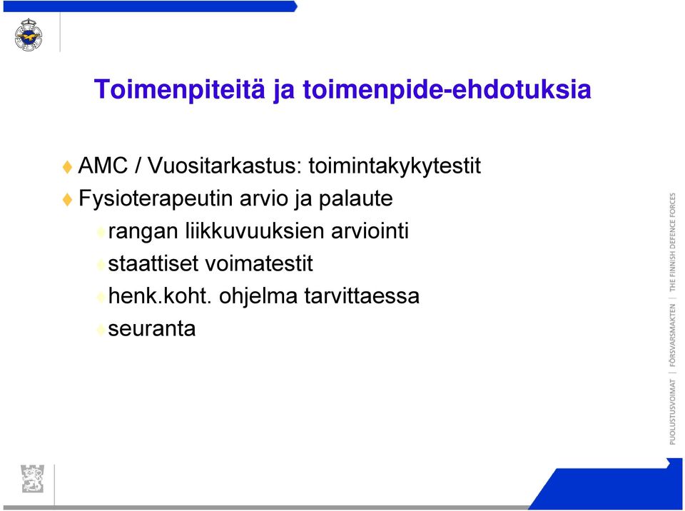 arvio ja palaute rangan liikkuvuuksien arviointi