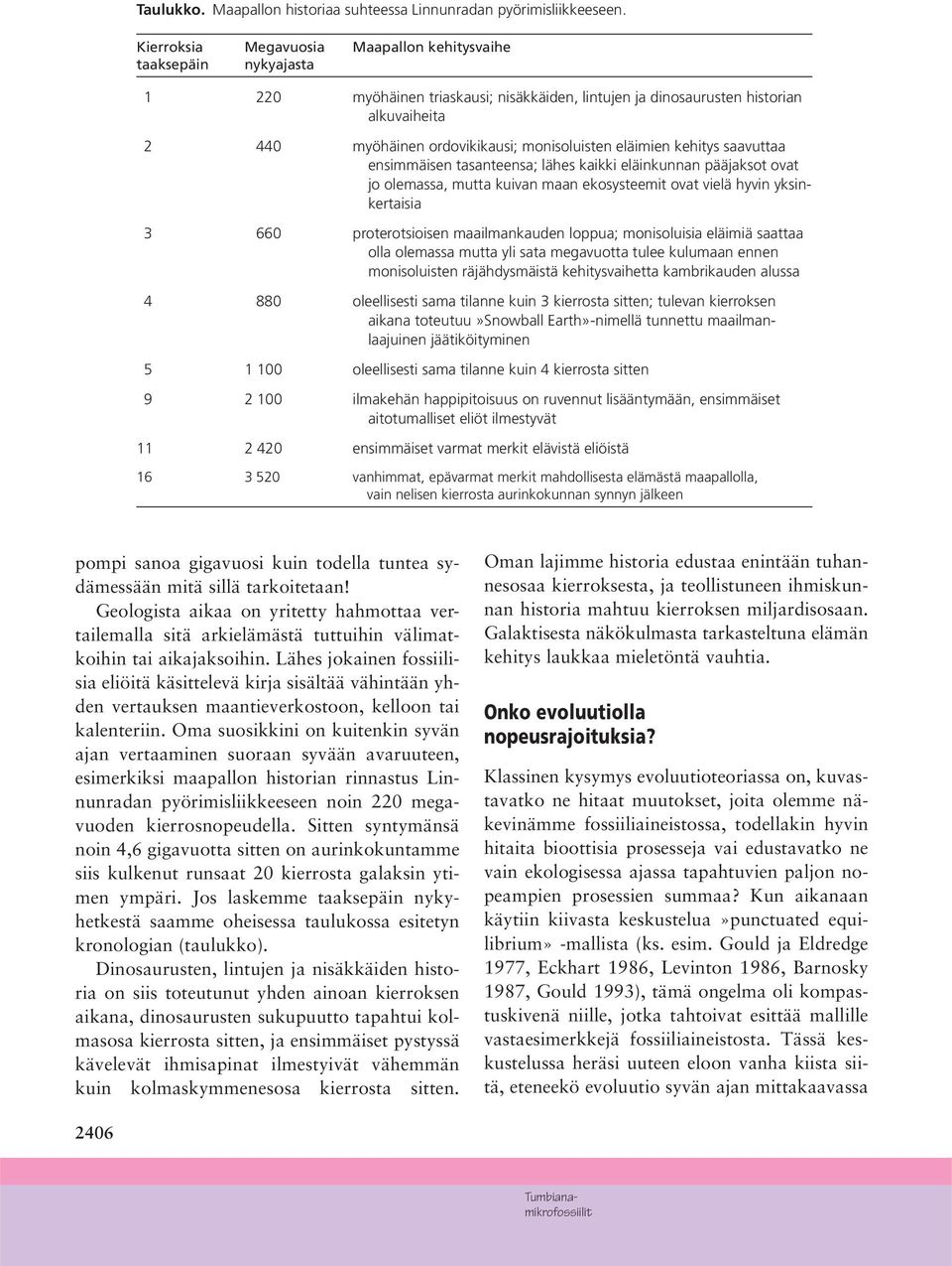 monisoluisten eläimien kehitys saavuttaa ensimmäisen tasanteensa; lähes kaikki eläinkunnan pääjaksot ovat jo olemassa, mutta kuivan maan ekosysteemit ovat vielä hyvin yksinkertaisia 3 660