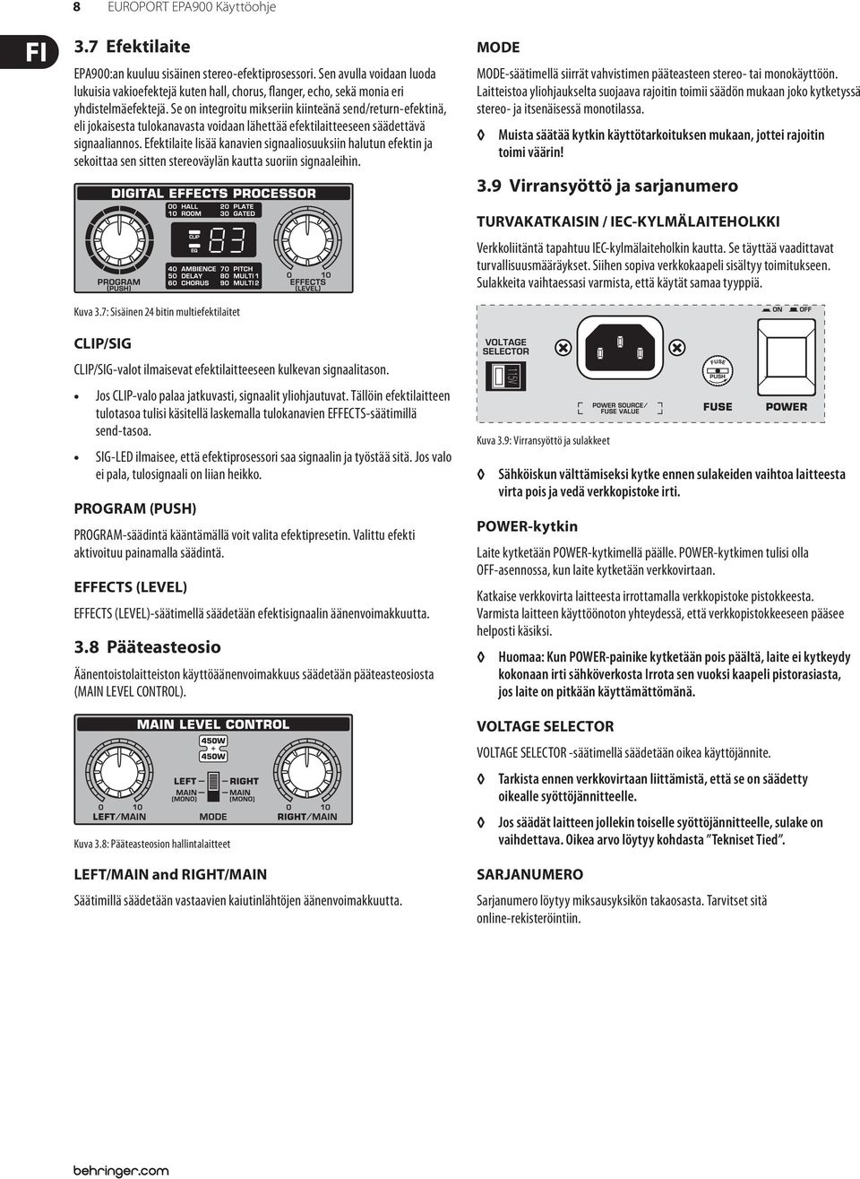 Se on integroitu mikseriin kiinteänä send/return-efektinä, eli jokaisesta tulokanavasta voidaan lähettää efektilaitteeseen säädettävä signaaliannos.
