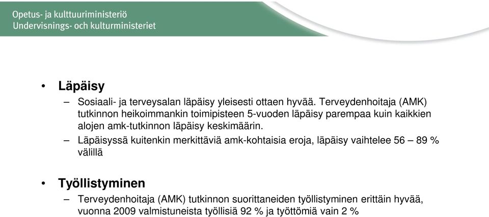 amk-tutkinnon läpäisy keskimäärin.