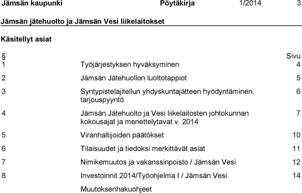 liikelaitosten johtokunnan kokousajat ja menettelytavat v.