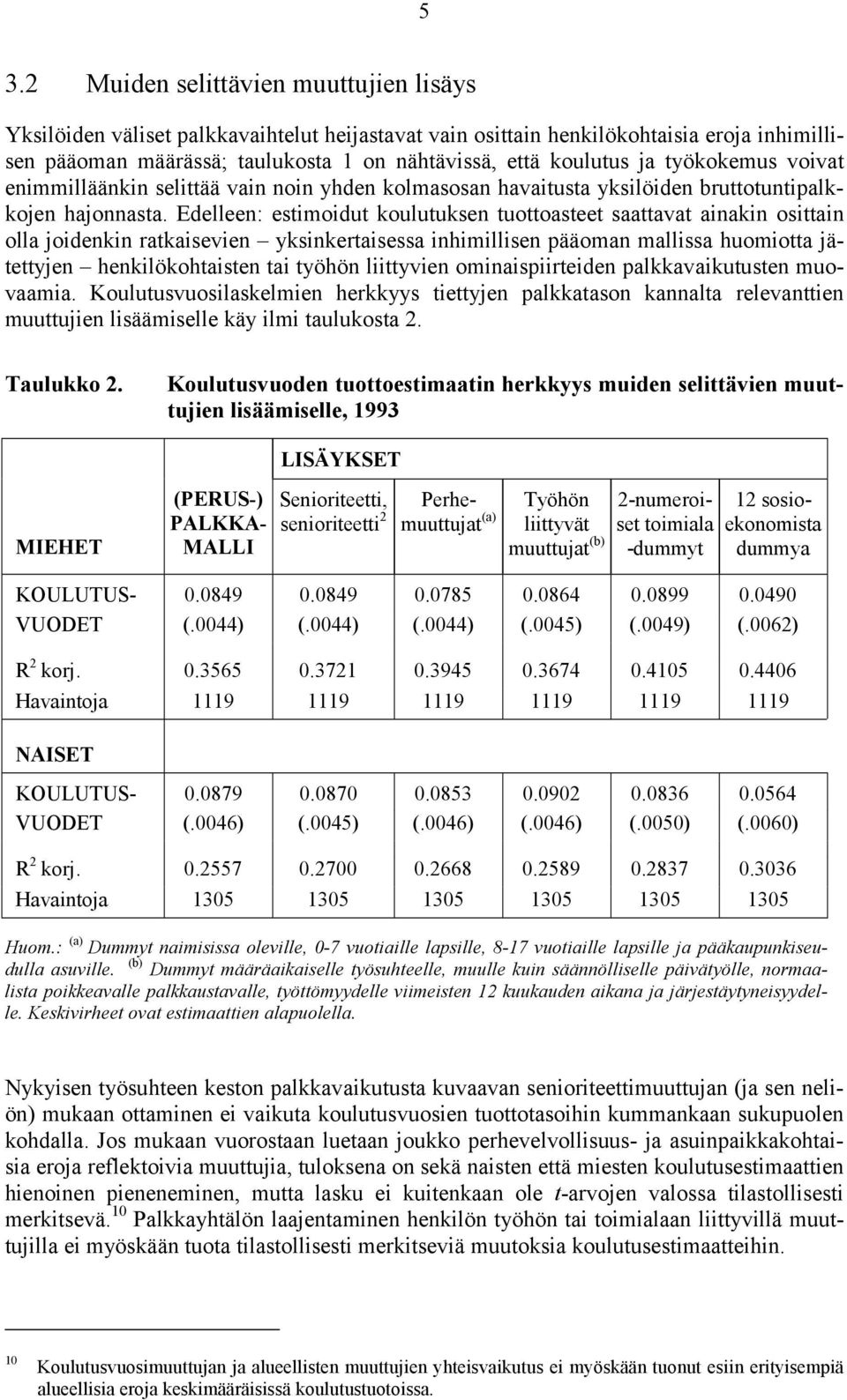 Edelleen: estimoidut koulutuksen tuottoasteet saattavat ainakin osittain olla joidenkin ratkaisevien yksinkertaisessa inhimillisen pääoman mallissa huomiotta jätettyjen henkilökohtaisten tai työhön