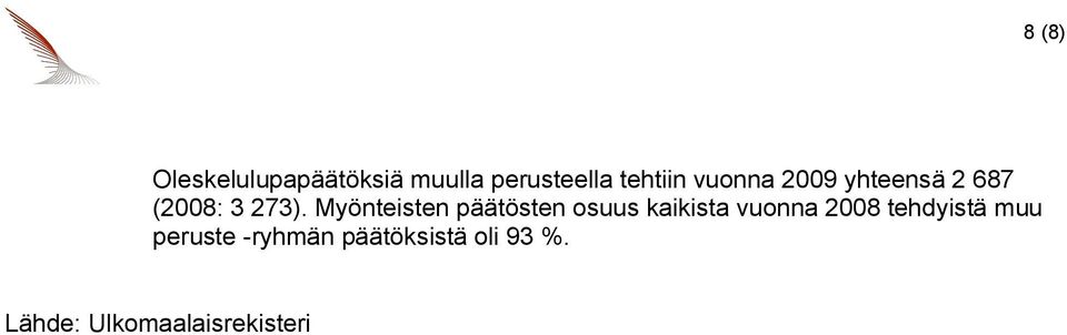 Myönteisten päätösten osuus kaikista vuonna 2008