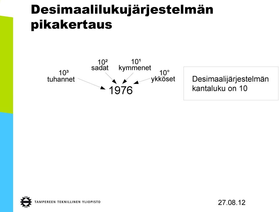 10¹ sadat kymmenet 10 ykköset