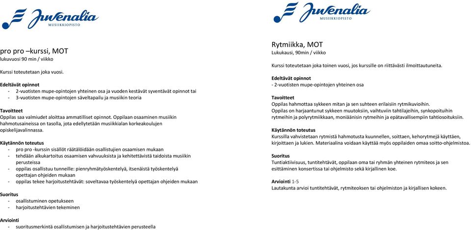 Oppilassaavalmiudetaloittaaammatillisetopinnot.Oppilaanosaaminenmusiikin hahmotusaineissaontasolla,jotaedellytetäänmusiikkialankorkeakoulujen opiskelijavalinnassa.