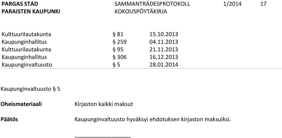 2013 Kaupunginvaltuusto 5 28.01.2014 Kaupunginvaltuusto 5 Oheismateriaali