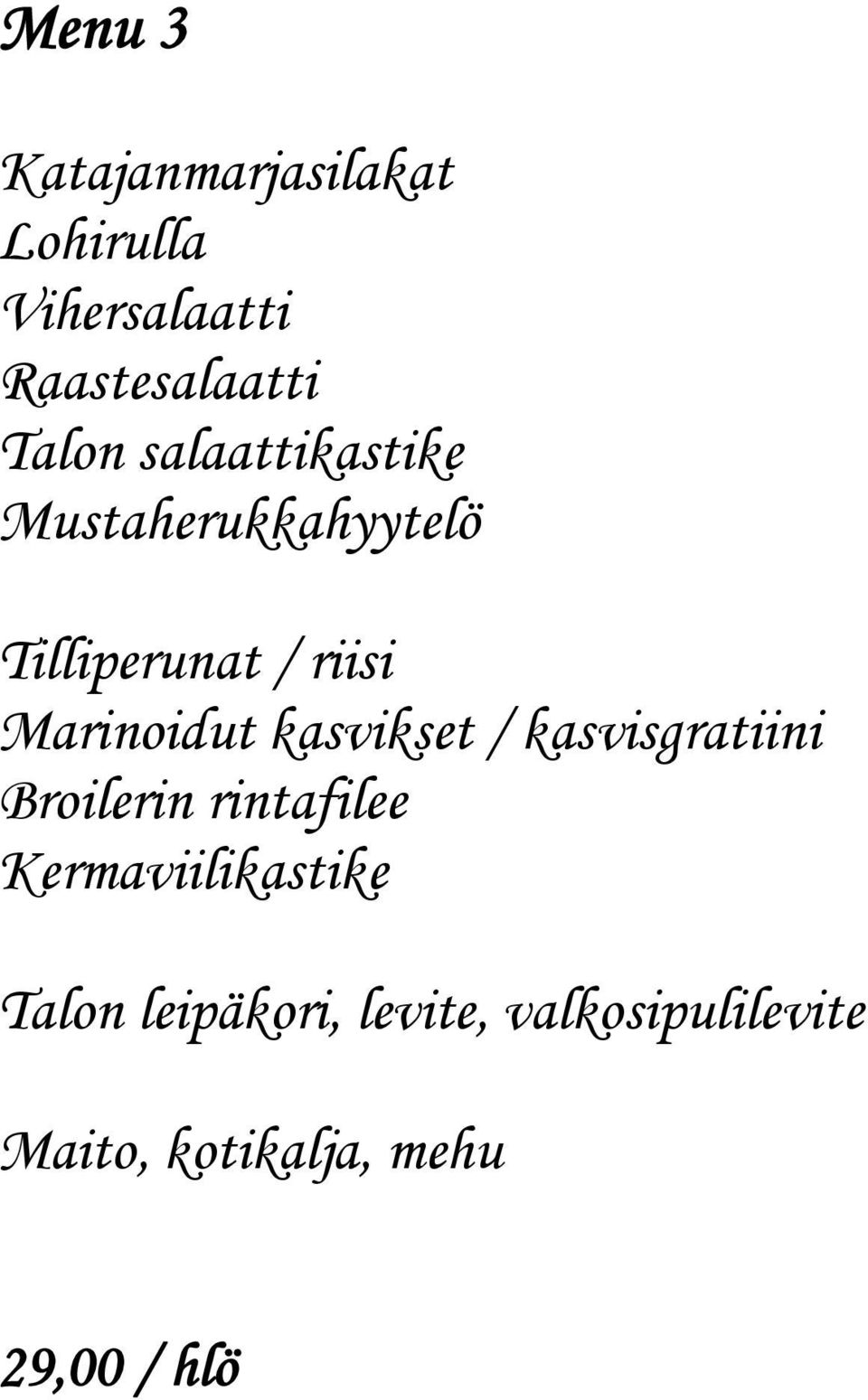 kasvikset / kasvisgratiini Broilerin rintafilee
