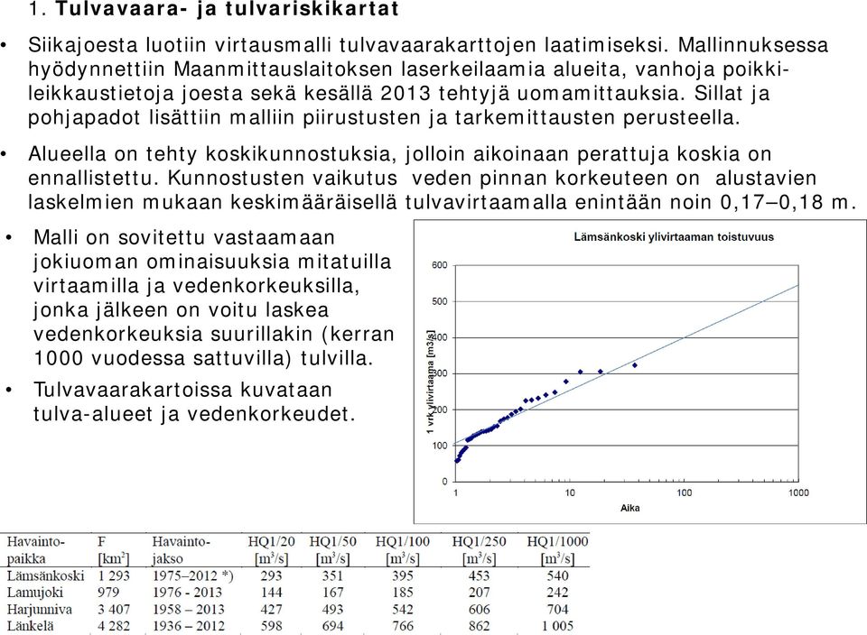 Sillat ja pohjapadot lisättiin malliin piirustusten ja tarkemittausten perusteella. Alueella on tehty koskikunnostuksia, jolloin aikoinaan perattuja koskia on ennallistettu.