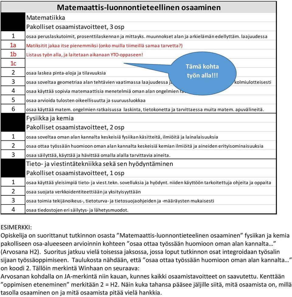 1c Tämä kohta 2 a laskea pinta-aloja ja tilavuuksia työn alla!