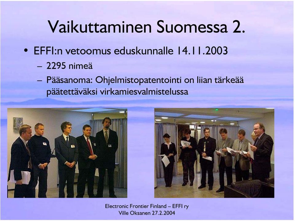 2003 2295 nimeä Pääsanoma: