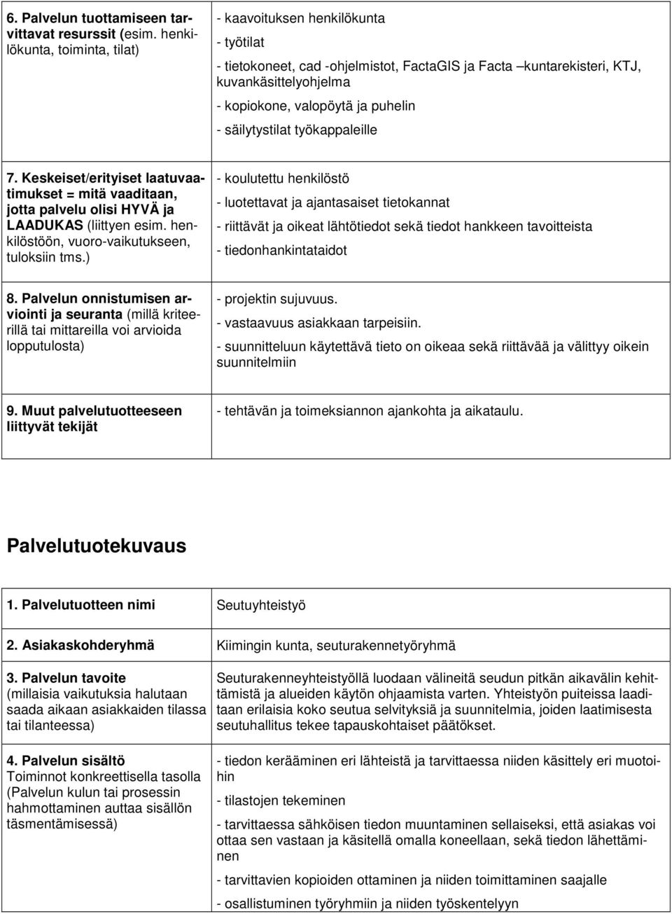 ) - koulutettu henkilöstö - luotettavat ja ajantasaiset tietokannat - riittävät ja oikeat lähtötiedot sekä tiedot hankkeen tavoitteista - tiedonhankintataidot - projektin sujuvuus.