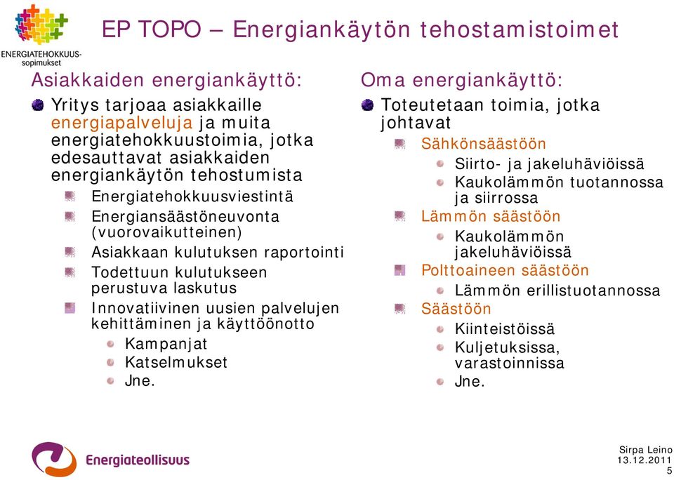 Innovatiivinen uusien palvelujen kehittäminen ja käyttöönotto Kampanjat Katselmukset Jne.