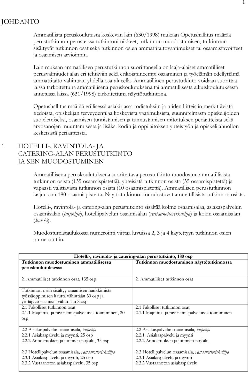 Lain mukaan ammatillisen perustutkinnon suorittaneella on laaja-alaiset ammatilliset perusvalmiudet alan eri tehtäviin sekä erikoistuneempi osaaminen ja työelämän edellyttämä ammattitaito vähintään