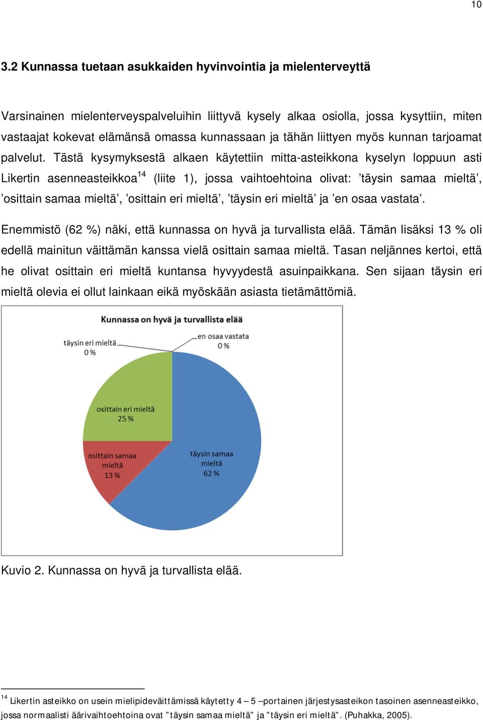 Tästä kysymyksestä alkaen käytettiin mitta-asteikkona kyselyn loppuun asti Likertin asenneasteikkoa 14 (liite 1), jossa vaihtoehtoina olivat: täysin,, eri, täysin eri ja en osaa vastata.