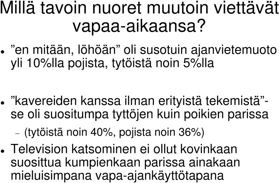 kanssa ilman erityistä tekemistä - se oli suositumpa tyttöjen kuin poikien parissa (tytöistä