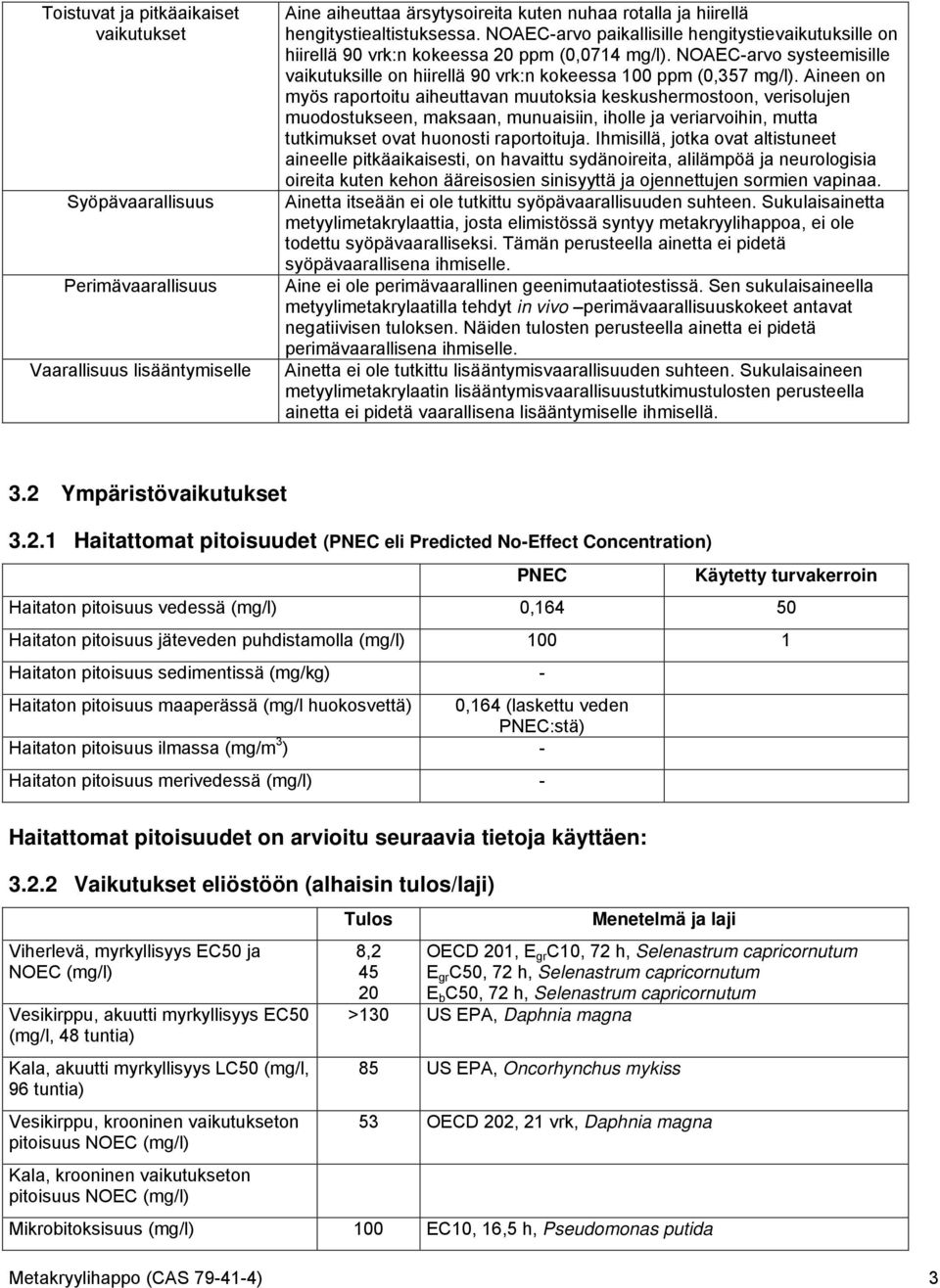 Aineen on myös raportoitu aiheuttavan muutoksia keskushermostoon, verisolujen muodostukseen, maksaan, munuaisiin, iholle ja veriarvoihin, mutta tutkimukset ovat huonosti raportoituja.