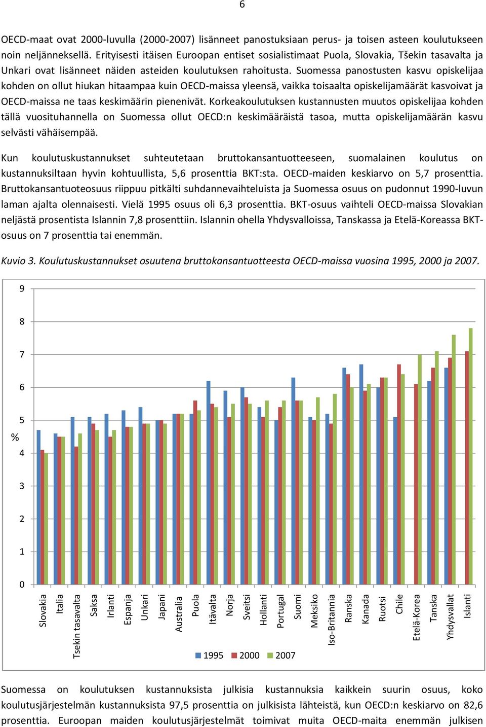 Erityisesti itäisen Euroopan entiset sosialistimaat Puola, Slovakia, Tšekin tasavalta ja Unkari ovat lisänneet näiden asteiden koulutuksen rahoitusta.