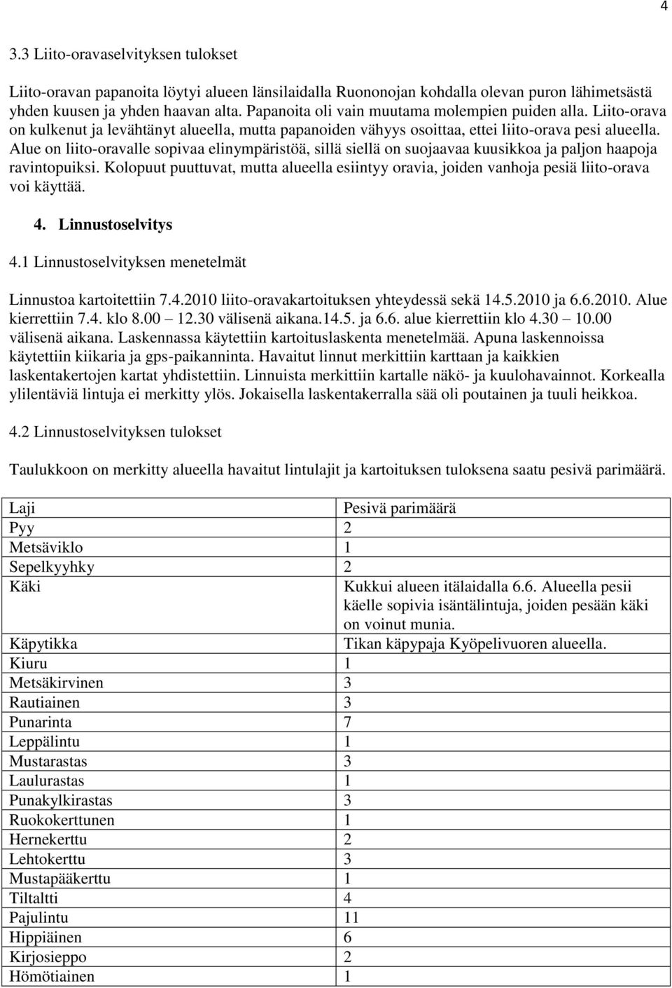 Alue on liito-oravalle sopivaa elinympäristöä, sillä siellä on suojaavaa kuusikkoa ja paljon haapoja ravintopuiksi.