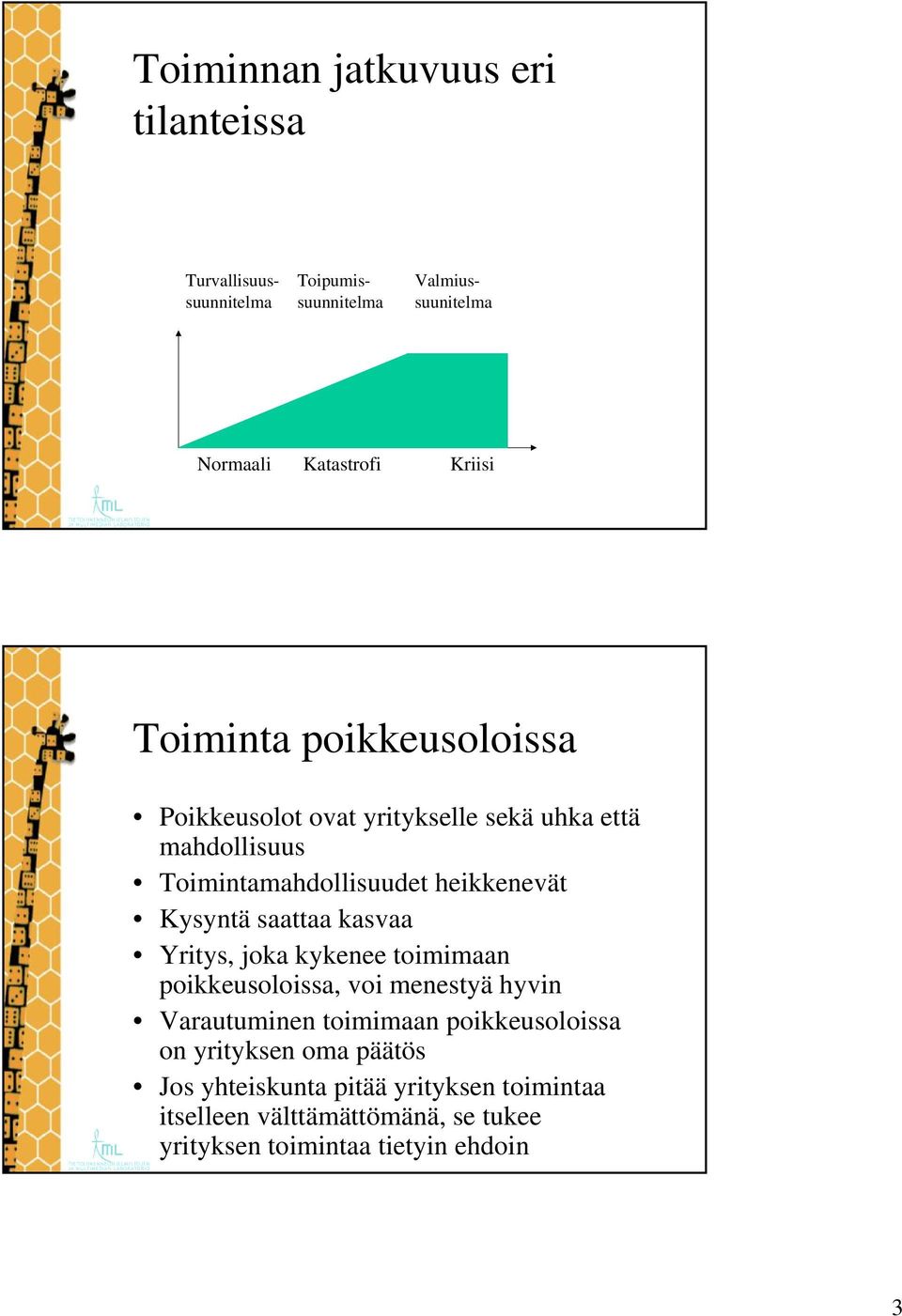 saattaa kasvaa Yritys, joka kykenee toimimaan poikkeusoloissa, voi menestyä hyvin Varautuminen toimimaan poikkeusoloissa on