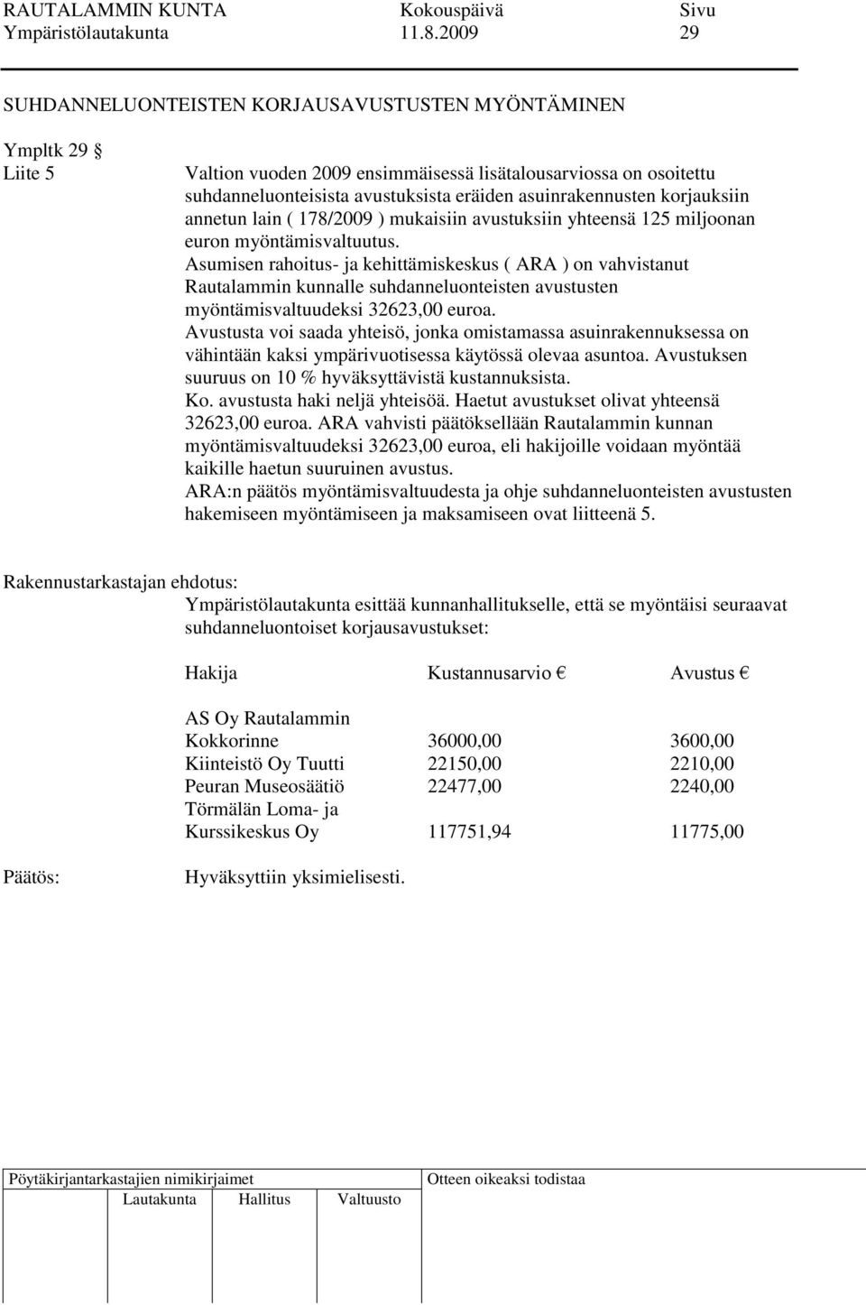 asuinrakennusten korjauksiin annetun lain ( 178/2009 ) mukaisiin avustuksiin yhteensä 125 miljoonan euron myöntämisvaltuutus.