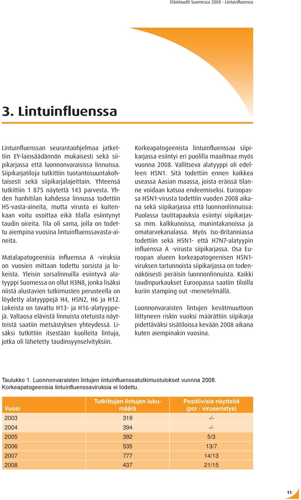 Yhden hanhitilan kahdessa linnussa todettiin H5-vasta-aineita, mutta virusta ei kuitenkaan voitu osoittaa eikä tilalla esiintynyt taudin oireita.