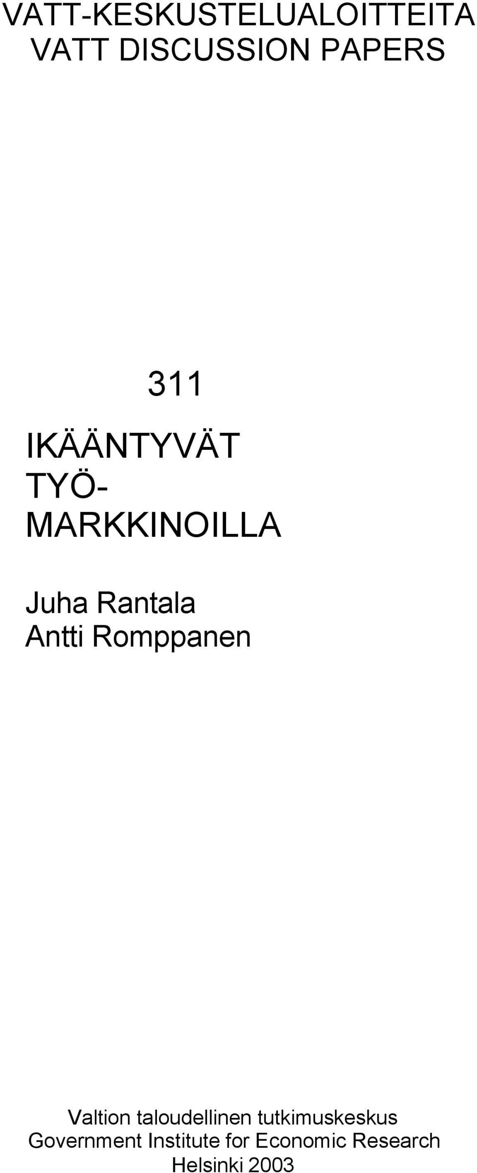 Antti Romppanen Valtion taloudellinen